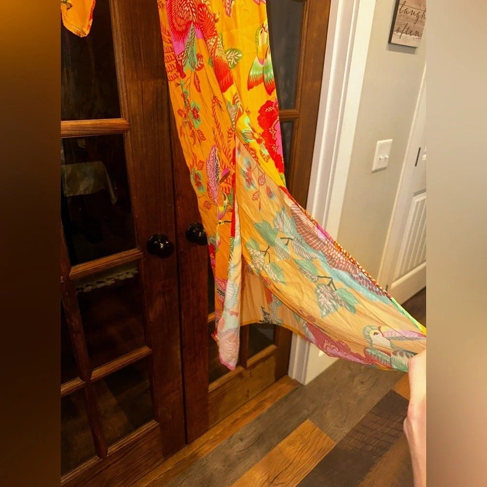 NWT Farm Rio Size Large Petite Floral One-Shoulder Cutout Maxi Colorful Dress - Picture 5 of 15